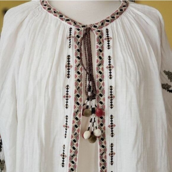 NWT ZARA Beaded Embroidered Tie Front Top/Jacket - Picture 7 of 15